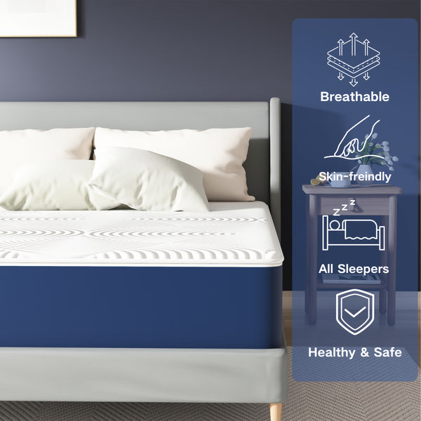 25cm Firm Mattress Suitable for Side Sleepers with 7-Zone Memory Foam, Multi-Layer Cooling Bed Topper & Durable Base, Individually Boxed for Easy Installation - for Back, Suitable for