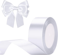 G2PLUS White Stain Ribbons - 22M Thick Fabric Gift Wrap Ribbons for Crafting, Wedding & Valentine'S Day Decoration