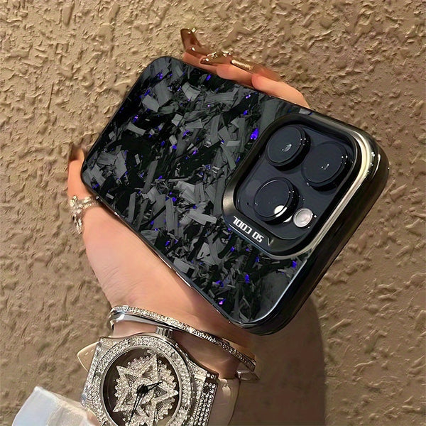 Phone Case: Purple Carbon Fiber Matte Back Cover, Compatible with iPhone 17, 16, 15, 14, 13, 12, 11, Pro, Max, Air, Shockproof Design.