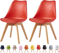 mcc direct Set of 2 Dining Chairs Wooden Legs Soft Cushion Pad Stylish DELUXE Retro Lounge Dining Office EVA