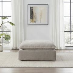 Aiden & Ivy Sereen Beige Fabric Ottoman