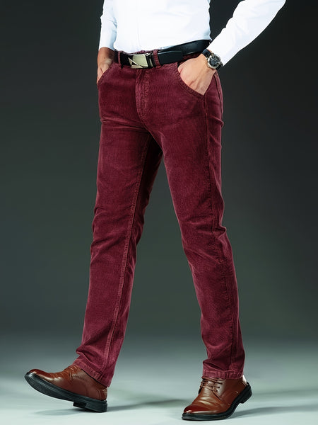 Men's Four-Season Corduroy Slim Fit Straight-Leg Casual Trousers