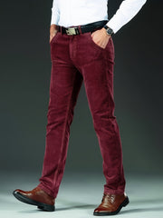 Men's Four-Season Corduroy Slim Fit Straight-Leg Casual Trousers