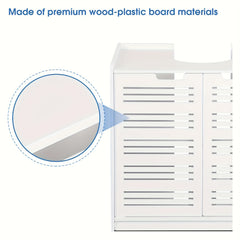 Under Sink Bathroom Cabinet, White Basin Cabinet, Bathroom Under Sink Bathroom Storage Units Freestanding, Wood Plastic Board Bathroom Storage Unit, 59.94X29.97X58.42cm