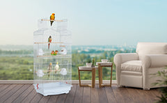 Costoffs Bird Cage Open Top Metal Birdcage with Tray, Feeders, Double-Door, 104.5cm Height