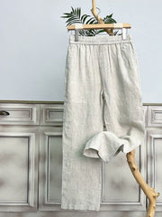 Women's Comfortable Straight-leg Pants - Lightweight Summer Casual Trousers, Wide-leg, Loose-fit, Breathable Straight-leg Pants