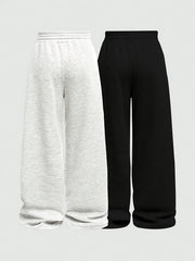 Two-Pack Casual Pants for Women: Simple Front-Tie Loose Fit Wide-Leg Trousers, Perfect for Spring, Summer, and Fall - Everyday Comfortable Wear