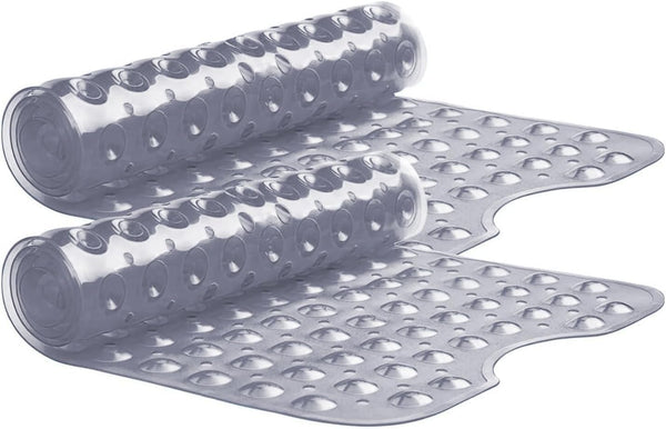 MOONLIGHT20015 Shower Bath Mat Non Slip anti Mould & Mildew with Strong Suction Cups Grip and Drain Holes Soft Rubber Shower Mats - PVC Bathroom Mat Machine Washable (70X38Cm, White)