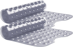 MOONLIGHT20015 Shower Bath Mat Non Slip anti Mould & Mildew with Strong Suction Cups Grip and Drain Holes Soft Rubber Shower Mats - PVC Bathroom Mat Machine Washable (70X38Cm, White)