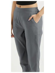 Women Trousers Stretchy Lightweight Finely Stitched Half Elasticated Pull Up Work Formal Pants Inside Leg 27 inches