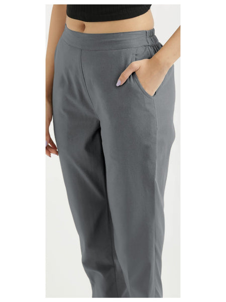 Women Trousers Stretchy Lightweight Finely Stitched Half Elasticated Pull Up Work Formal Pants Inside Leg 27 inches