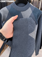 Carterma CRRTMARO Embroidered Sweater Men'S Warm Autumn And Winter Fleece Thickened Semi-High Collar Base Shirt Casual Men'S Clothing Shengyida