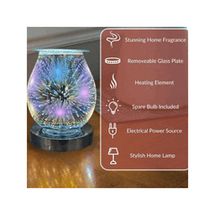 3D Firework & Lightning Effect Electric Wax Melt Burner Lamp – Aromatherapy Oil Burner, Fragrance Diffuser & Warmer for Home Décor, Bedroom & Living Room – Decorative 17cm Touch Lamp