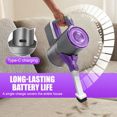 Handheld Stick Vacuum | Strong Suction, Dust Cup, Multiple Modes for Vacuuming, Mopping, and Sweeping | USB Charging, 60dB Low Noise, Compact Design, Ideal for Home, Carpets, Pet Hair Cleaning. Mother'S Day Gift/Birthday gift.