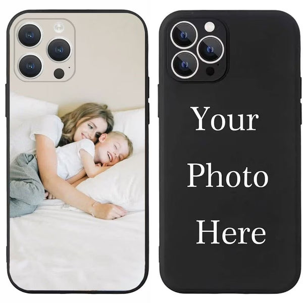 Phone Case: Custom Photo Black Slim Lightweight Phone Case - with Camera Protection, Soft Material, HD Printing, Fade-Resistant, Personalized Case for iPhone 17/ 16/ 15/ 14/ 13/ 12/ 11 Pro Max/ Pro/ Plus, Warm Gift for Friends & Family on Christmas