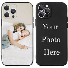 Phone Case: Custom Photo Black Slim Lightweight Phone Case - with Camera Protection, Soft Material, HD Printing, Fade-Resistant, Personalized Case for iPhone 17/ 16/ 15/ 14/ 13/ 12/ 11 Pro Max/ Pro/ Plus, Warm Gift for Friends & Family on Christmas