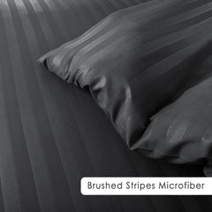 Premium Hotel Quality Satin Stripe Duvet Cover Set Double with Pillowcases | Reversible Soft Quilt Bedding | Easy Care Breathable Luxury Quilt Cover