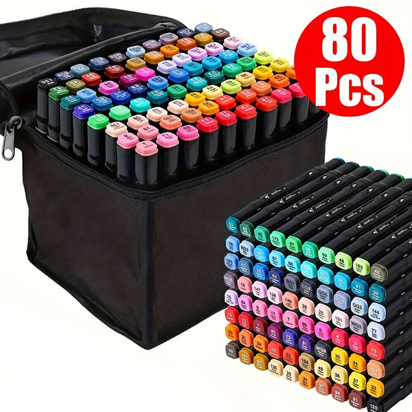 204/ 168/100/80/60 Colors Coloring Pens, Christmas Art Supplies Art Markers with Bag, Dual-Tip Graffiti Pens for Adults Coloring, Alcohol-Based Drawing Pens for Sketching Illustration - Perfect Easter Gifts, Mother's Day Gifts Suitable for Painting
