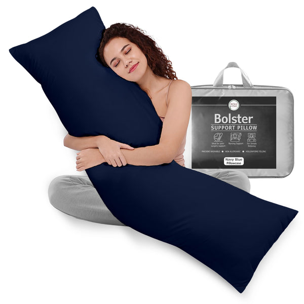 Rohi Full Body Pillow with Free Pillowcase – Hollowfibre Filling – Orthopaedic Long Pillow (3ft, 4ft, 4.6ft, 5ft, 6ft) – Bolster Pillow for Maternity, Back & Neck Support – Side Sleeper Pillow