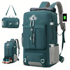 ENOSHI Airline Approved Travel Backpack with Shoe Compartment & 43.94cm Laptop Sleeve - USB Charging Port, Adjustable Straps, Mesh Pockets - Durable Polyester Gym, Business & Weekend Backpack for Men & Women (Light Gray), Workout Gear, Functional Compartm