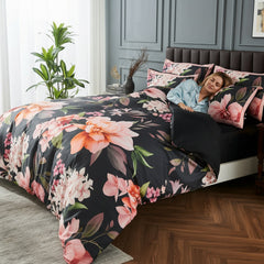 Floral Printed Duvet Cover Set | Soft Microfiber Bedding Lightweight Breathable Fabric with Wrinkle Resistant | Fade Resistant Finish Colour Safe Design Easy Care Quick Dry Construction | Available in Multiple Sizes with Matching Pillow Cases | Local Ware