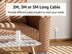 2M Tower Extension Lead With USB Slots, Hotimy 8 Way 4 USB (2 USB-A&2 USB C) Multi Plug Extension Tower, Surge Protected Extension Lead With Switch, 2 Meters Extension Cable For Home Office 13A 3250W