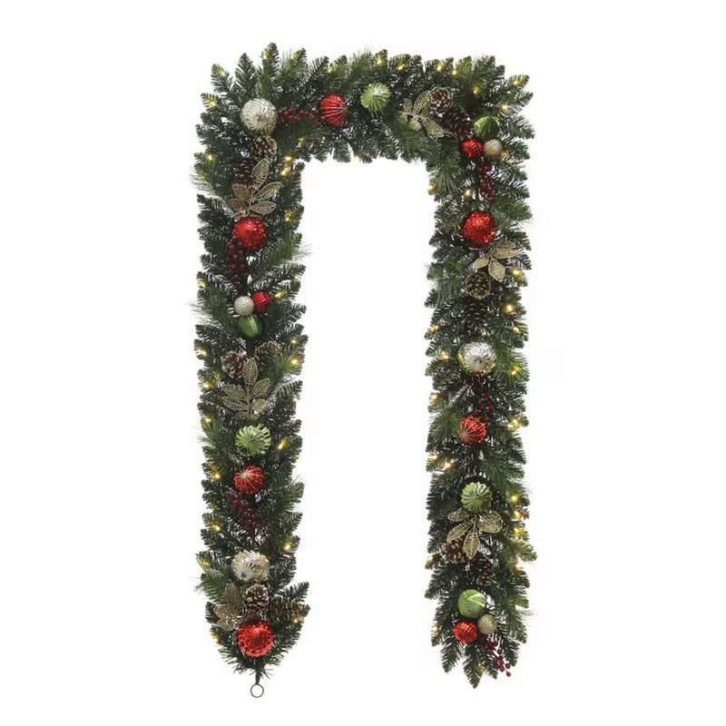 9 Ft Pre-Lit Christmas Artificial Garland with Twinkling LED Lights