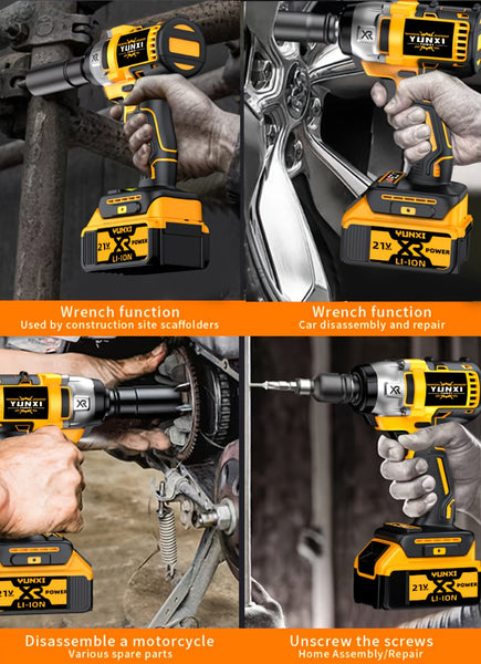 Wireless Electric Impact Wrench, Lithium Electric Wrench Set - Multifunctional Tool Set, Portable, Suitable For Car Maintenance, Furniture And Scaffolding Installation, A Gift Of Electric Tools For Husbands