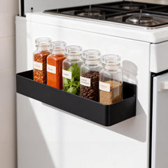 Magnetic Storage Rack 6pcs Set Black and White Minimalist Style Refrigerator/Washing Machine/Microwave Side No-Drill Storage Rack Kitchen Bathroom Cabinet Strong Load-Bearing Easy to Clean, Utility Racks
