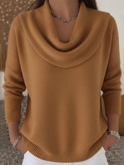 Women'S 2025 New Style Retro Solid-Color Sweater - Soft Round Neck Long Sleeve Winter Top with Ribbed Texture, Cozy Warm Pullover for Christmas & Daily Wear, Elegant Sweater for Women, Versatile Holiday Outfit