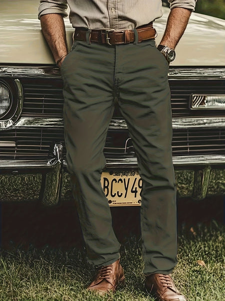 [Tongtongbang Selection OBM] 2pcs Set of Stretch Men'S Chino Pants, Light Business Semi-Formal Casual Straight Trousers