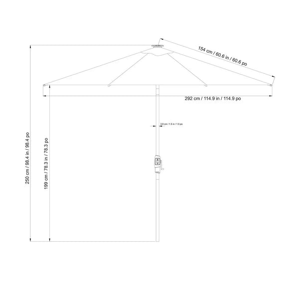 Sunvilla 10Ft (3M) Solar LED round Market Umbrella in Grey
