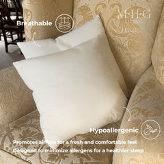 Duck Feather Cushion Inner Pads, Pack of 2 – 100% Cotton Cover – Hotel Quality Pillow Inserts for Sofa, Bed & Home Decor