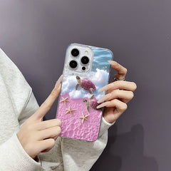 Phone Case - Space. Pink Beach Turtle Pattern Phone Case, Suitable for Iphone 17 Air/16/15/14/13/12/11/Plus/Pro/Pro Max And Galaxy S, A Series/S22/S23/S24 FE/S25/S26 ULTRA Plus, Pixel/Xiaomi/Moto.It Is The First Choice of Gift for Family