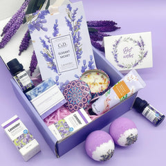 Pamper Birthday Gifts for Women, Unique Friend Gifts for Her, Lavender Self Care Get Well Soon Gifts Set for Mum Sister Wife, Spa Bath Set Bath Bombs Present, Christmas Valentines Mothers Day Gift Box