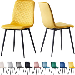 mcc direct Set of 2 Designer Velvet Chairs Fabric Dining Chairs with Metal Legs-Lexi Chairs