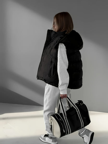 Women'S Plain Color Basic Daily Insulated Puffer Vest
