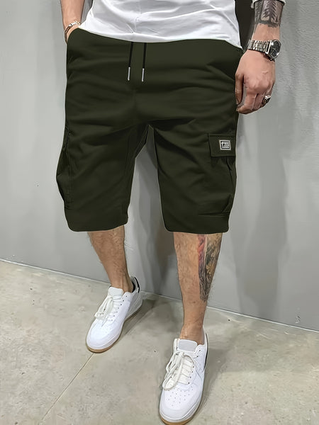 3pcs Men'S Casual Loose Cargo Shorts - Featuring Large Pockets And Letter Prints, Machine Washable Non-Stretch Fabric, Durable Design, Outdoor Style, Street Fashion, a Summer Wardrobe Essential