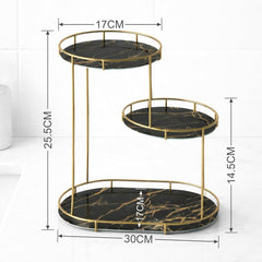 Large 3-Tier Bathroom Organizer with Metal Frame - Perfect for Cosmetics, Perfumes, Skincare & Toothbrushes - Durable Cast Iron, Washable UV Panel