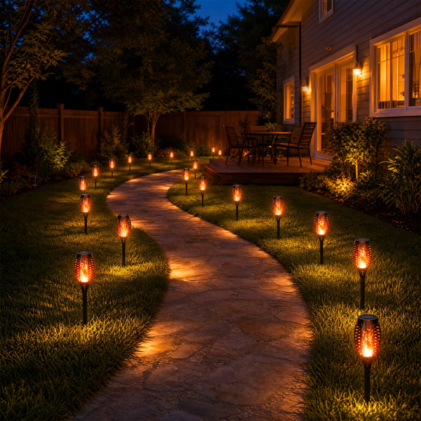 6/8/12pcs Solar Torch Lights Outdoor, Light with Vivid Dancing Flickering Flames for Landscape Garden Pathway, Auto On/Off, for Christmas Decor, Ideal for Christmas Gift
