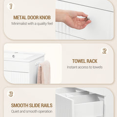 Wall-mounted Vanity with Integrated Washbasin, Bathroom Cabinet Featuring 2 Drawers And Towel Rack, Ample Storage Capacity, Modern Minimalist Design, 40 X 60 X 50cm, White