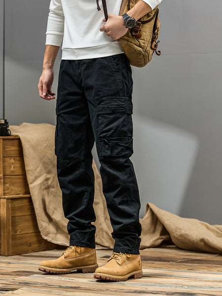 Men's Casual Cargo Pants, Multi-pocket, All-season American Street Style Loose Straight-leg Pants,  Blend, Machine Washable, Suitable for Casual Wear, Practical Workwear, Leisure Cargo Design, for Daily Outings and Travel