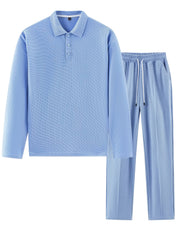 Men's 2pcs Set: Long-Sleeve Shirt and Drawstring Pants - Clean, Comfortable, Breathable