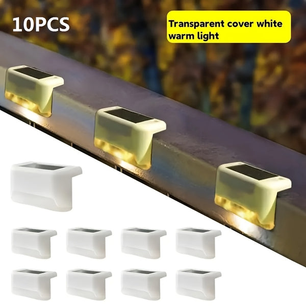 10pcs set of solar outdoor garden lights, home garden layout staircase deck lights, hallway wall lights, railing decorative lights, holiday decorative atmosphere lights, IP44