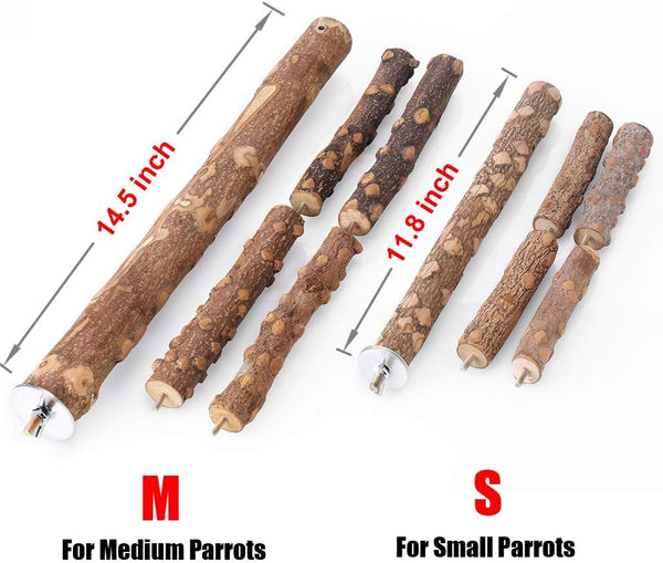 Bird Perch Nature Wood Stand for 3-4Pcs Small Parrots (M)