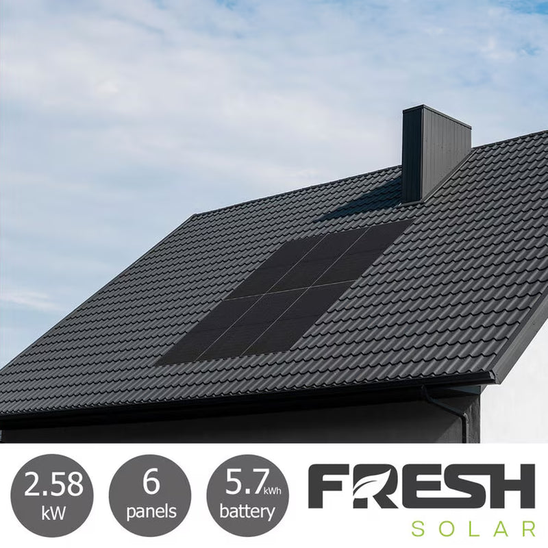 Fresh Solar 2.58Kw Solar PV System [6 Panels] with 5.76Kw Fox Battery - Fully Installed