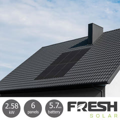 Fresh Solar 2.58Kw Solar PV System [6 Panels] with 5.76Kw Fox Battery - Fully Installed