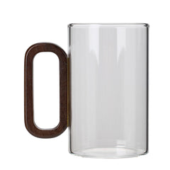 6pcs High Borosilicate Transparent Glass Cups, 360ml Vintage Wood Handle Tea Cups, Heat-Resistant Household & Office Tea Cups, Multi-Purpose Coffee Cups, Beverage Cups, Milk Cups, Suitable for Home, Office, Bar