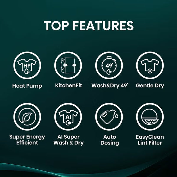 Hisense Kitchenfit 5I Series WD5I1245BWRH 12Kg / 8Kg Washer Dryer, a Rated in White