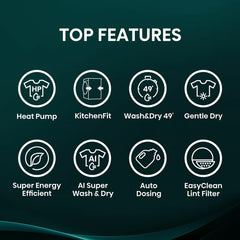 Hisense Kitchenfit 5I Series WD5I1245BWRH 12Kg / 8Kg Washer Dryer, a Rated in White